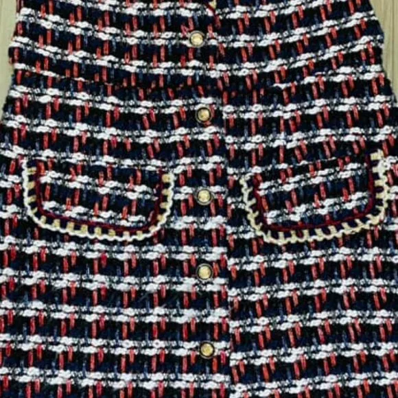 NWOT Striped Pattern Sleeveless Tweed Dress - Picture 3 of 4